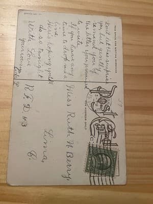 Vintage Easter Postcard Embossed Cross Snowdrops Bunny Handwritten Postmark - Thumbnail 2