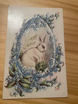 Vintage 1907 Easter Postcard Embossed Bunny Floral US 1c Stamp Postmarked Used - Image 1