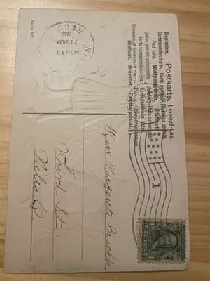 Vintage 1907 Easter Postcard Embossed Bunny Floral US 1c Stamp Postmarked Used - Thumbnail 2