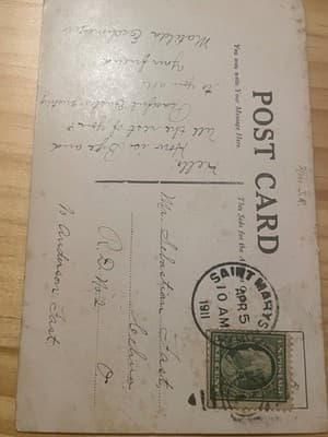 Vintage Easter Postcard 1911 Saint Marys Postmark Bunnies Egg Addressed Stamp - Thumbnail 2