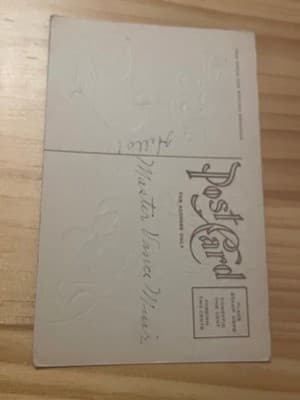 Vintage Easter Postcard Embossed Cross Flowers Best Easter Wishes Unposted - Thumbnail 2