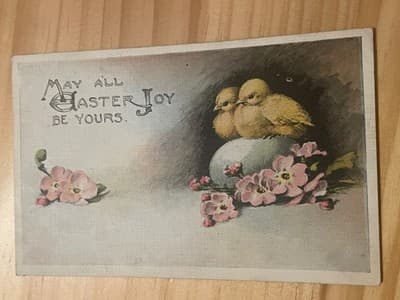 Vintage 1912 Easter Postcard Embossed Chicks Egg Flowers Massillon OH Postmark - Image 1