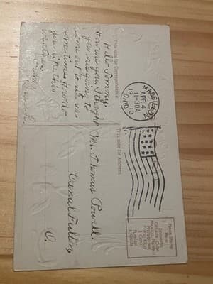 Vintage 1912 Easter Postcard Embossed Chicks Egg Flowers Massillon OH Postmark - Thumbnail 2