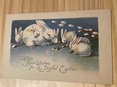 Vintage Easter Postcard Bunnies With Best Wishes Joyful Easter Postmarked Mar 26 - Image 1