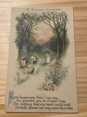 Vintage Easter Postcard Embossed Children Flowers Handwritten Divided Back - Image 1