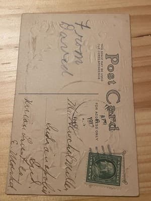 Vintage 1912 Easter Postcard Embossed Gold Foil Bunny Chick Floral Stamped - Thumbnail 2