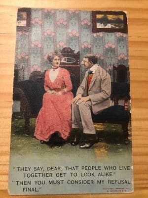 Vintage Danforth Postcard Made in Germany Humorous Couple Divided Back Unposted - Image 1
