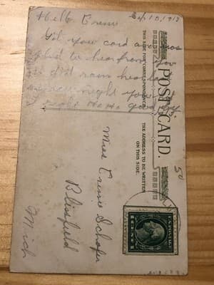 On The Fountain Of Love Vintage Postcard 1913 Handwritten Addressed Used Color - Thumbnail 2