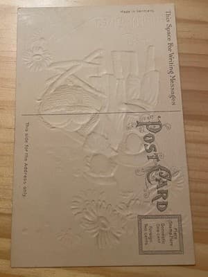 Vintage Easter Embossed Postcard Made in Germany Divided Back Unposted Floral - Thumbnail 2