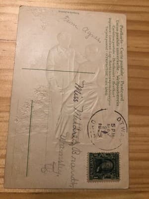 Vintage Embossed Postcard Mine For Ever Romantic Couple Printed in Germany 1909 - Thumbnail 2