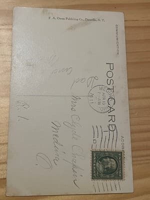 FA Owen Easter Postcard Floral Wreath Easter Greetings Postmarked Medina OH 1911 - Thumbnail 2