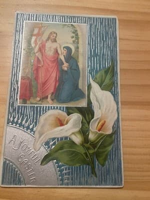 Vintage Easter Embossed Postcard Printed in Germany Used 1c Stamp Postmark - Image 1