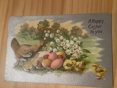 Raphael Tuck & Sons Easter Postcard 1908 Embossed Chicks Eggs Lilies Vintage - Image 1
