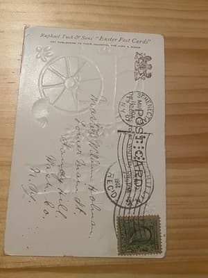 Raphael Tuck & Sons Easter Postcard 1908 Embossed Chicks Eggs Lilies Vintage - Thumbnail 2