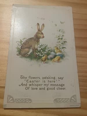 Raphael Tuck & Sons Easter Postcard Embossed Rabbit Chicks Series 112 - Image 1