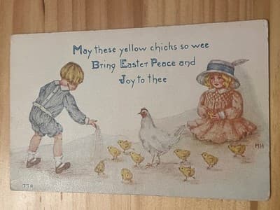 Vintage Easter Postcard Embossed Printed in Germany Series 449/3 Chicks - Image 1
