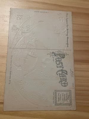 Vintage 1910 Embossed Easter Postcard Chicks in Basket Church Scene Unused - Thumbnail 2