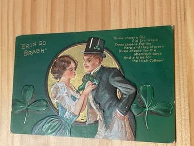 Gottschalk Postcard Erin Go Bragh St Patrick Embossed Green Unposted Vintage - Image 1