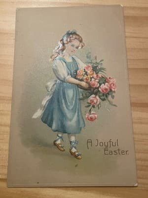 G A Novelty Vintage Embossed Easter Postcard Printed in Germany A Joyful Easter - Image 1