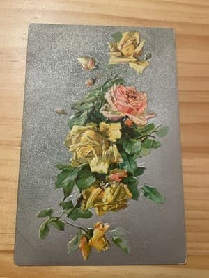 Vintage Embossed Floral Postcard 1911 Postmarked Michigan 1c Green Stamp Roses - Image 1