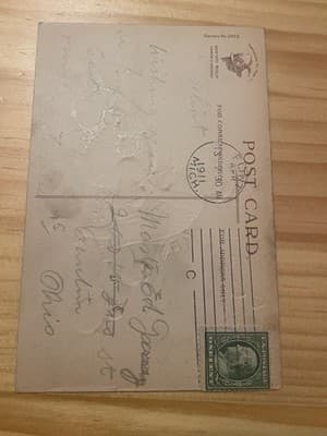 Vintage Embossed Floral Postcard 1911 Postmarked Michigan 1c Green Stamp Roses - Thumbnail 2