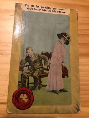 Vintage 1911 Handwritten Postcard Stamped Postmarked Nov 1911 Paradise Poem - Image 1