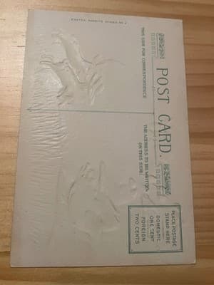 Vintage Easter Postcard Embossed Rabbit Joyous Easter Series No 2 Unposted - Thumbnail 2