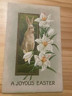 Vintage Easter Postcard Embossed Rabbit Joyous Easter Series No 2 Unposted - Image 1