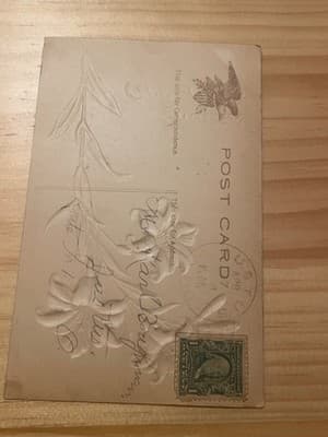 Vintage Easter Postcard Embossed Chicks Eggs Postmarked 1c Stamp Gold Trim Used - Thumbnail 2