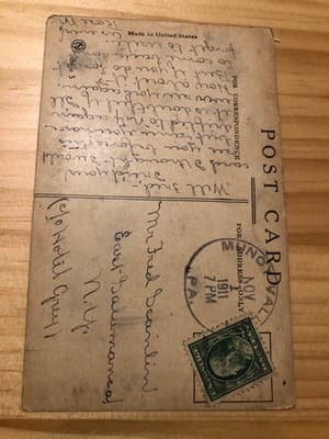 Vintage 1911 Handwritten Postcard Stamped Postmarked Nov 1911 Paradise Poem - Thumbnail 2