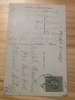 Vintage Easter Postcard Choir Boys Gold Embossed Lily Border Series 272 Mailed - Thumbnail 2