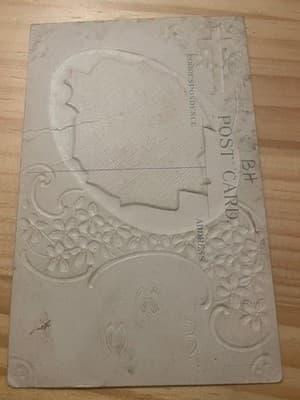 Vintage Embossed Easter Postcard Lambs Cross Silver Border EASTER JOYS Be Thine - Thumbnail 2