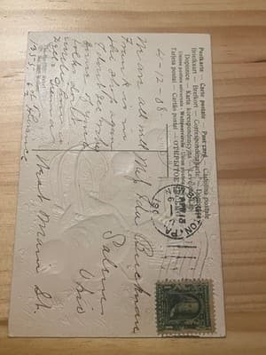 Vintage Easter Greeting Embossed Postcard Child Chicks Postmarked 1912 USA - Thumbnail 2