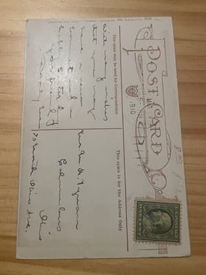 1909 Vintage Happy Easter Postcard Rabbit Cart Eggs Roth Langley Postmarked 1910 - Thumbnail 2