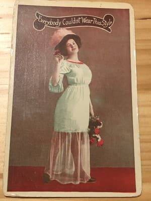 Vintage Postcard Everybody Couldnt Wear This Style Woman Dress Unposted - Image 1