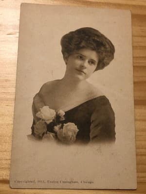 Evelyn Cunningham 1911 Chicago Pretty Girl Postcard Vintage Unposted Portrait - Image 1