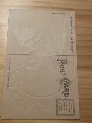 Vintage Easter Postcard Made Germany Embossed Lilies Easter Greetings Unposted - Thumbnail 2