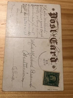 Vintage 1909 Postcard Telling The Old Old Story Made in Germany Postmark Stamped - Thumbnail 2