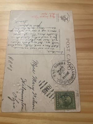 Vintage Embossed Hen Rooster Chicks Farm Postcard Sent 1909 Columbus Ohio Used - Thumbnail 2