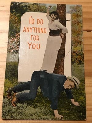 Vintage Id Do Anything For You Postcard Color Couple 1c Stamp Box Unposted - Image 1