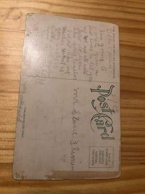 Vintage Romantic Couple Fountain Park Postcard Divided Back Handwritten Unposted - Thumbnail 2