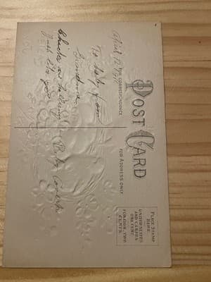 Easter Postcard Embossed Lilies Handwritten Back Religious Greeting Unposted - Thumbnail 2