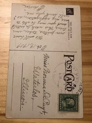 Vintage 1909 Postcard Woman Yellow Roses Poem Postmarked Oct 19 Watseka IL - Thumbnail 2