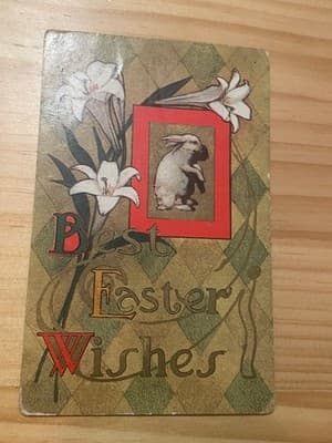Raphael Tuck & Sons Postcard Vintage Easter Embossed Series 112 Unposted Rabbit - Image 1