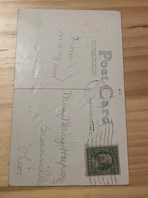 Vintage Embossed Easter Postcard Rabbits Floral Egg Gold Postmark 1¢ Stamp - Thumbnail 2
