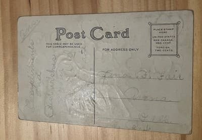 Vintage Embossed Valentine Postcard OH BE MY VALENTINE Cupid Woman Beach Antique - Thumbnail 2