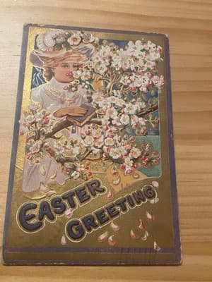 Vintage Embossed Easter Greeting Postcard 1919 Hartford 1c Stamp Handwritten - Image 1