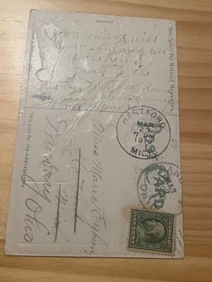 Vintage Embossed Easter Greeting Postcard 1919 Hartford 1c Stamp Handwritten - Thumbnail 2