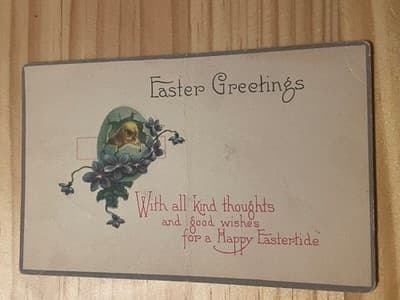 Vintage Easter Postcard Embossed Chick Floral Easter Greetings Mailed Postmark - Image 1