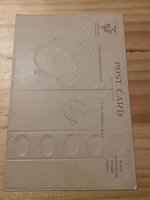 Vintage Embossed Easter Postcard Bunny Eggs Heart Window Diecut Easter Greetings - Thumbnail 2